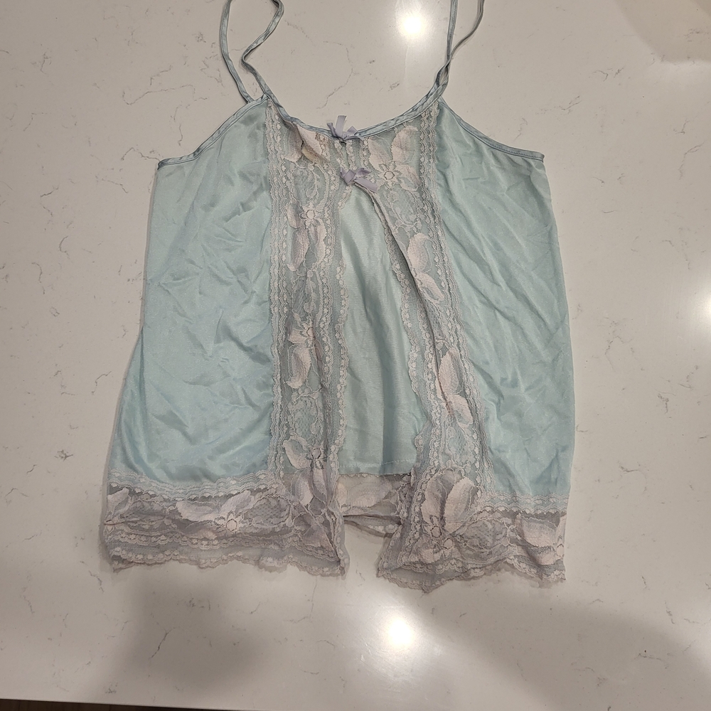 Vanity Fair Light Blue Camisole with Lace Trim